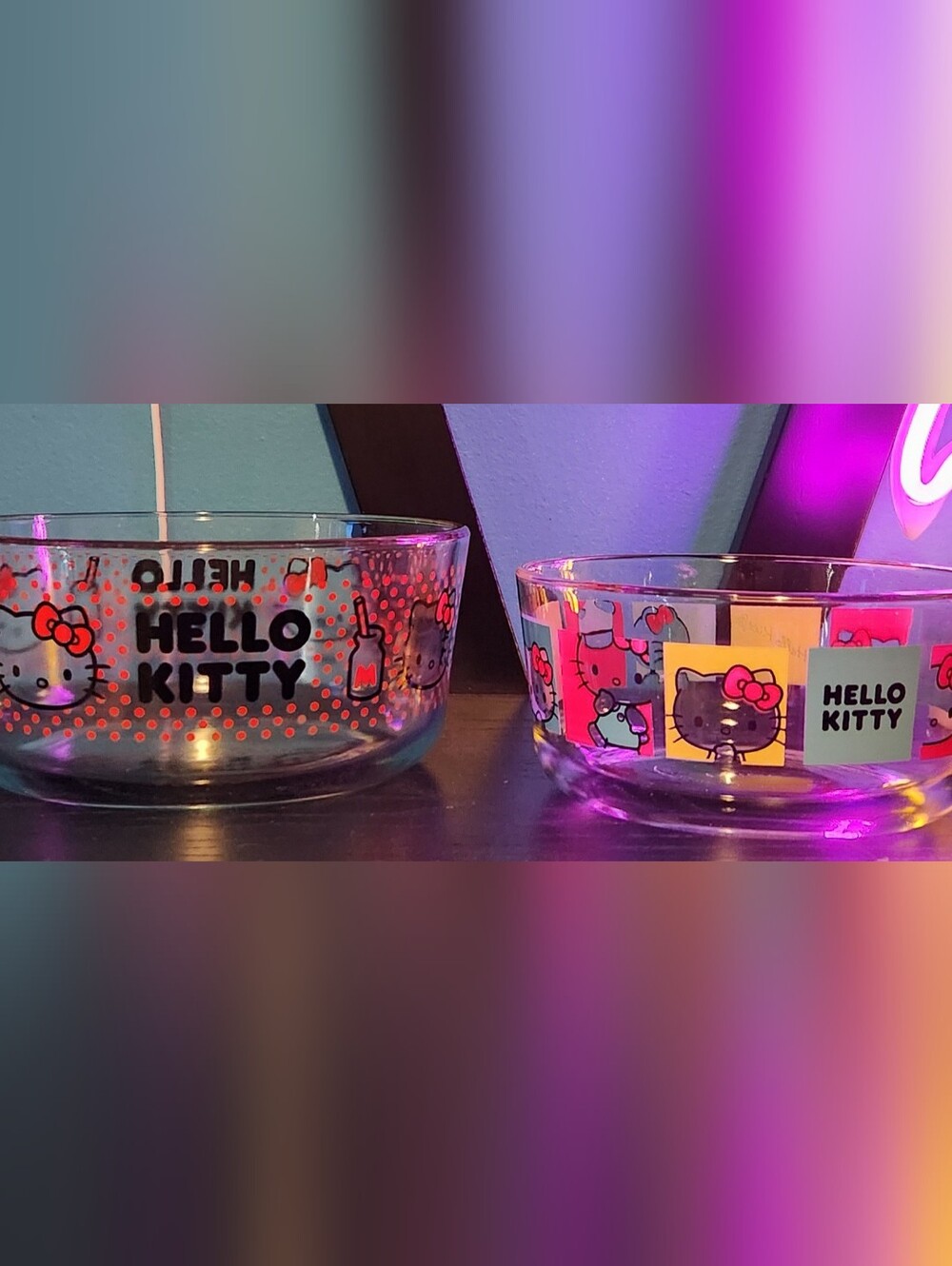 Sanrio Hello Kitty Pyrex Glass Bowls. 6 Cup & 4 Cup. New